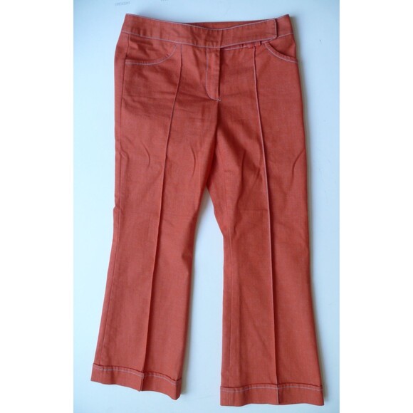 IVY JANE GROOVY hot orange cuffed cropped pants contrast stitching 30x25 sz 4 - Picture 1 of 6